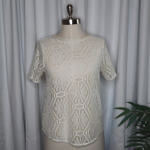 Banana Republic Lace Knit Short Sleeve Top